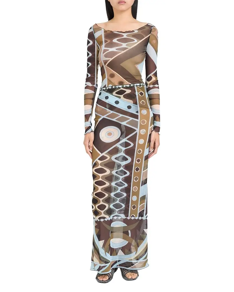 Pucci Vivara Tulle Long-Sleeve Top