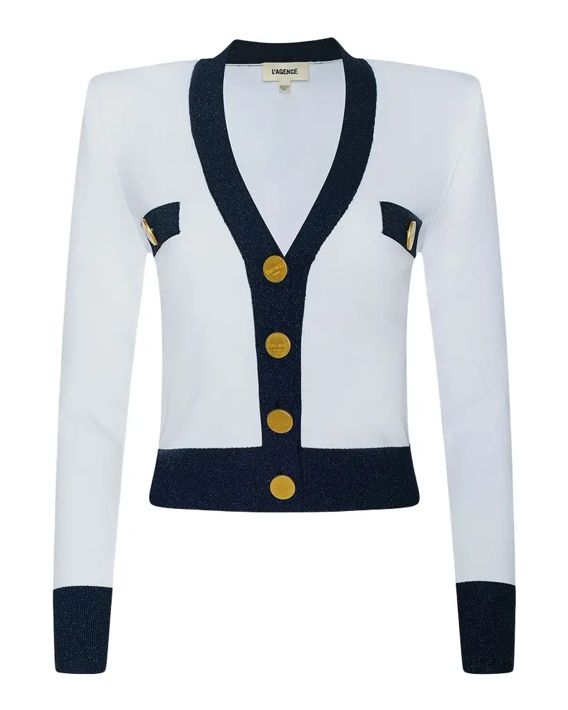 L 'Agence Taya Cropped V-Neck Cardigan