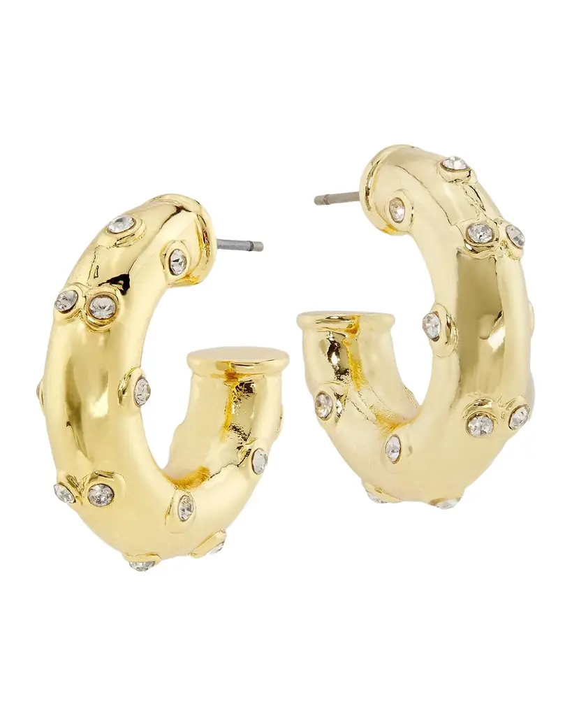Golconda by Kenneth Jay Lane Goldtone & Glass Crystal Hoop Earrings