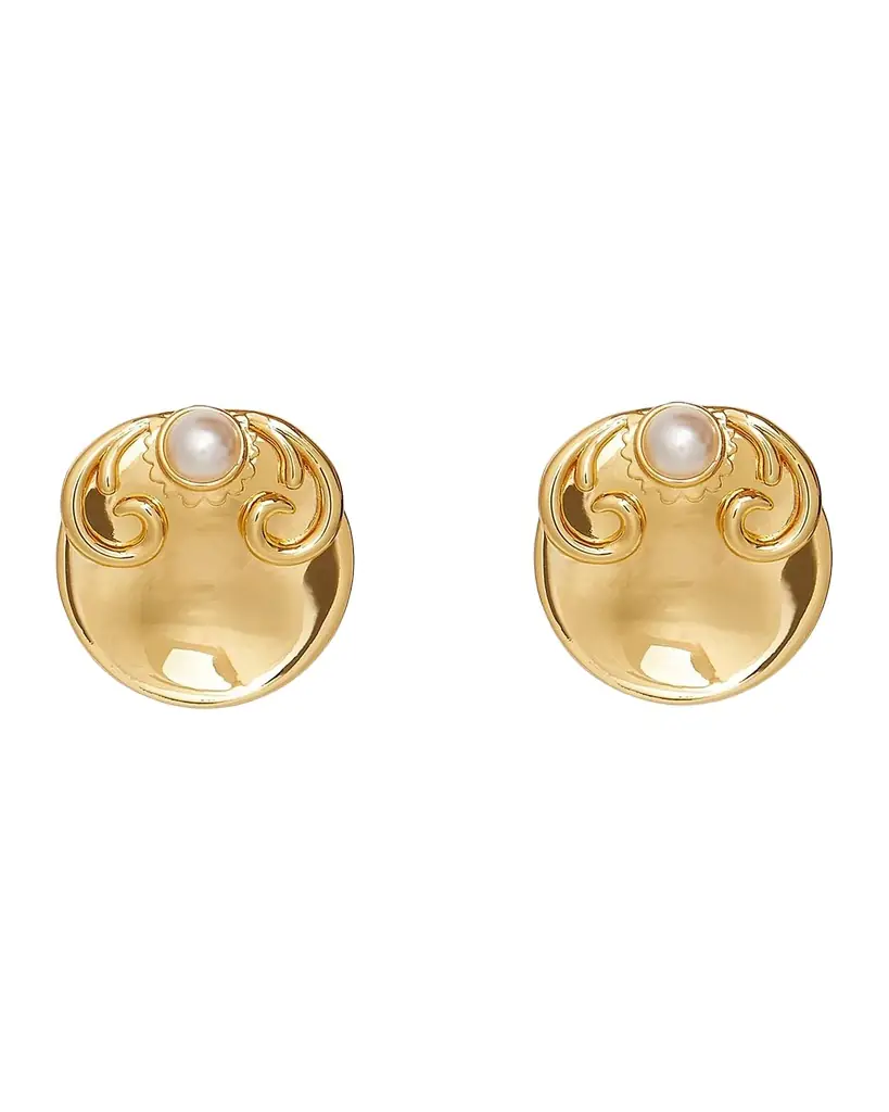 Lele Sadoughi 14K-Gold-Plated & Imitation Pearl Filigree Button Stud Earrings