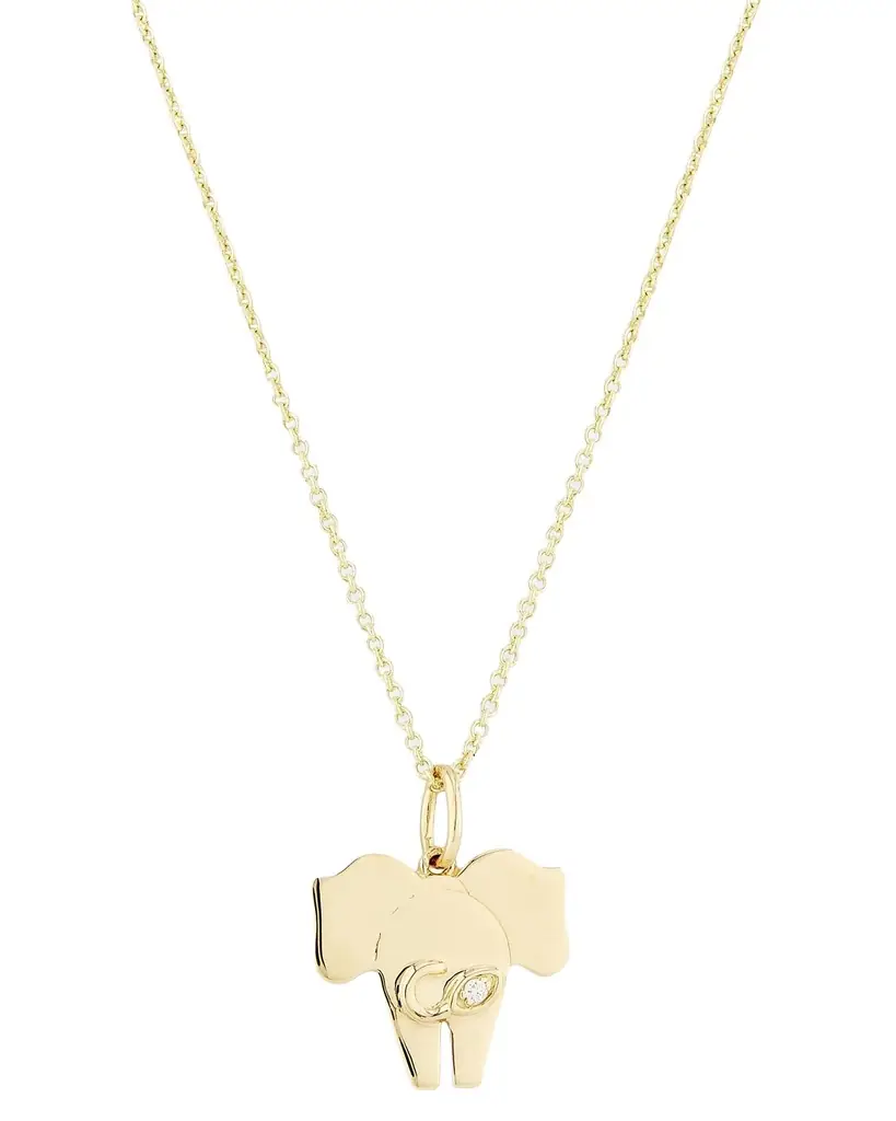 Sydney Evan 14K Yellow Gold & 0.005 TCW Diamond Elephant Tail Pendant Necklace
