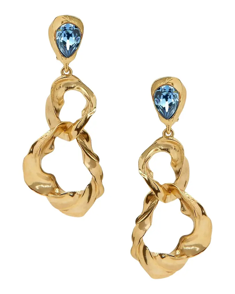 Oscar de la Renta Goldtone & Glass Crystal Clip-On Drop Earrings