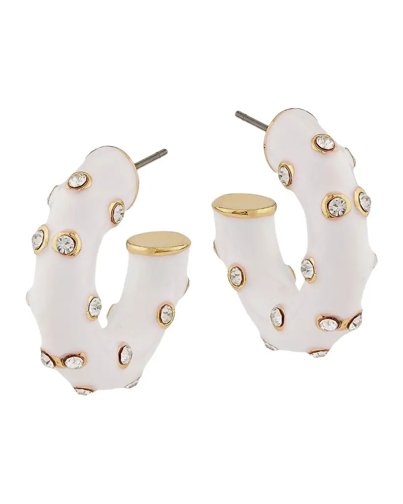 Golconda by Kenneth Jay Lane Goldtone, Enamel & Glass Crystal Dotted Hoop Earrings