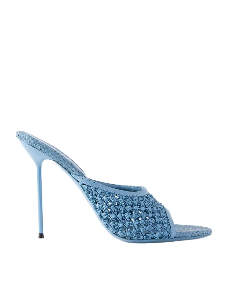 Lidia 105 Leather-trimmed Straw Mules