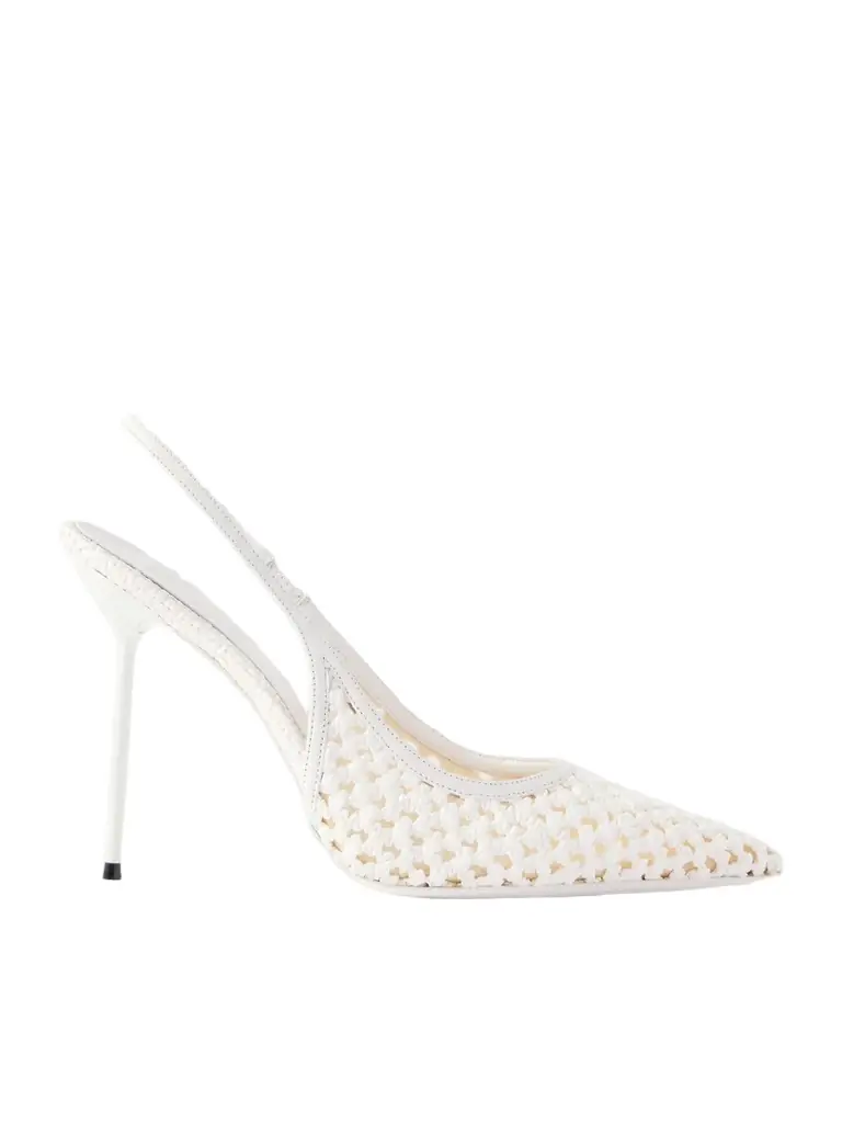 Paris Texas Lidia 105 Leather-trimmed Straw Slingback Pumps