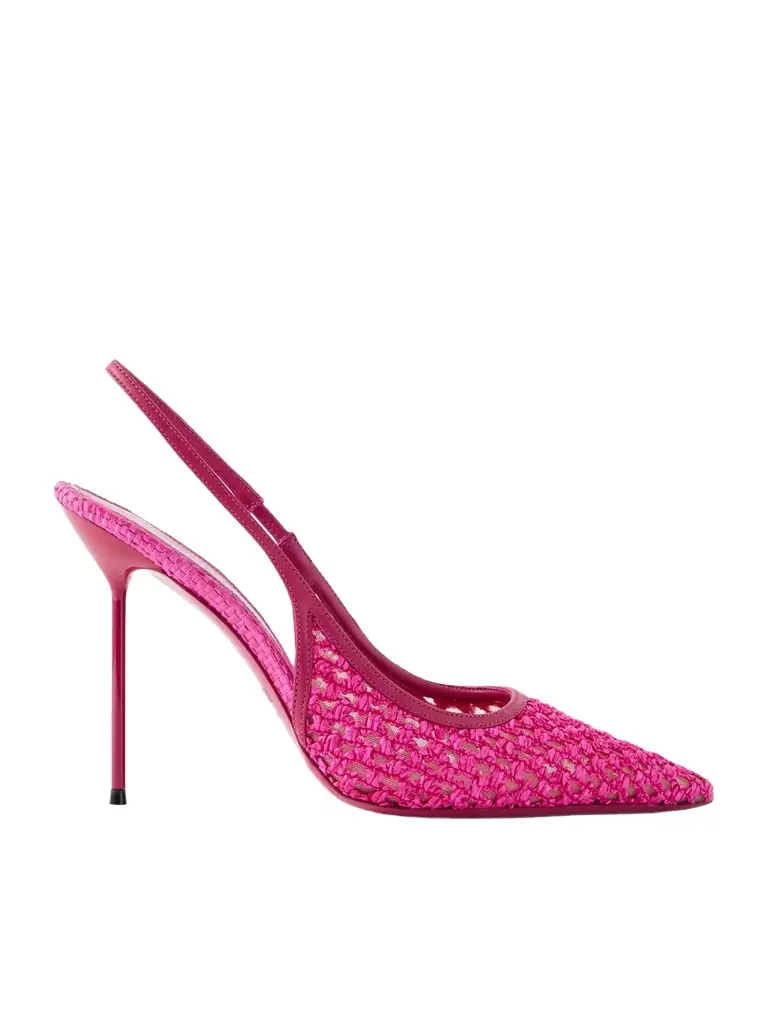Paris Texas Lidia 105 Leather-trimmed Straw Slingback Pumps