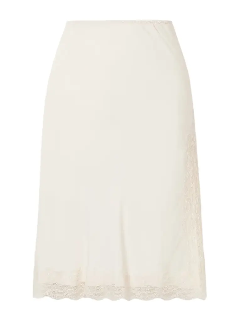 RÓHE Lace-trimmed Crepe Midi Skirt