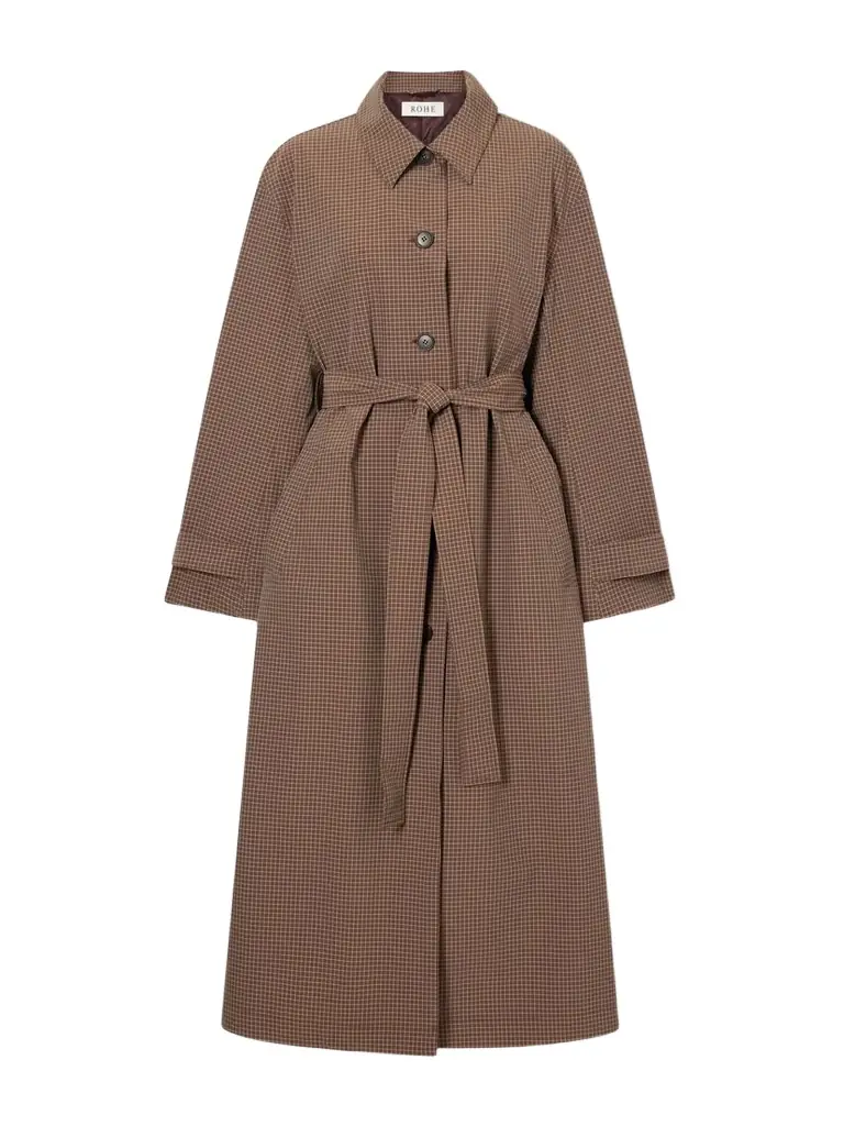 RÓHE Belted Checked Taffeta Trench Coat