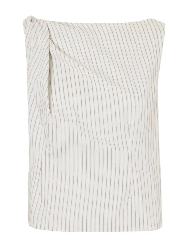 RÓHE Draped Striped Silk And Cotton-blend Blouse