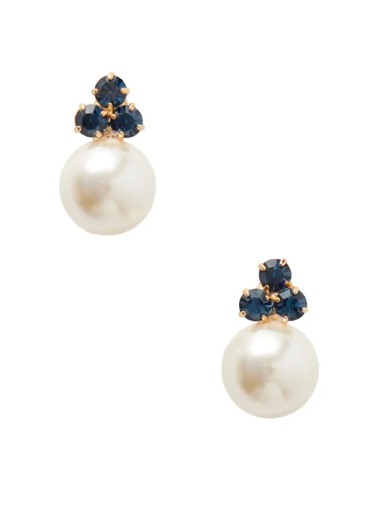 Jennifer Behr Belen Gold-tone, Sapphire And Pearl Earrings