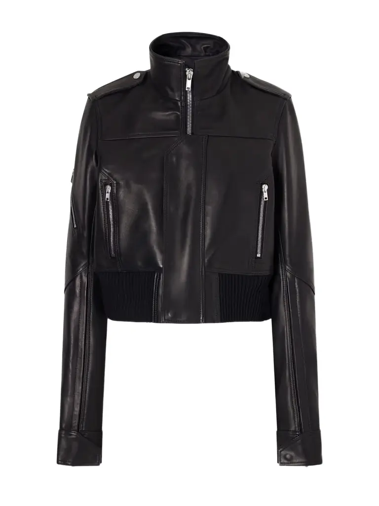 Rick Owens Cropped Leather Biker Jacket