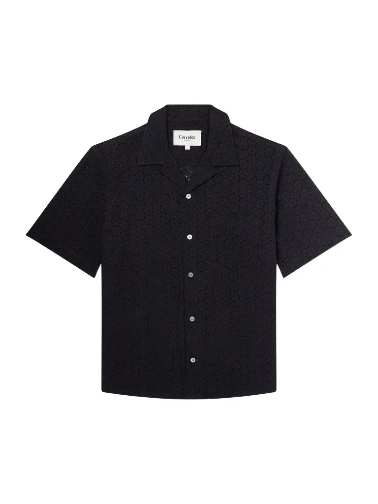 Corridor Camp-Collar Broderie Anglaise Cotton Shirt - Men