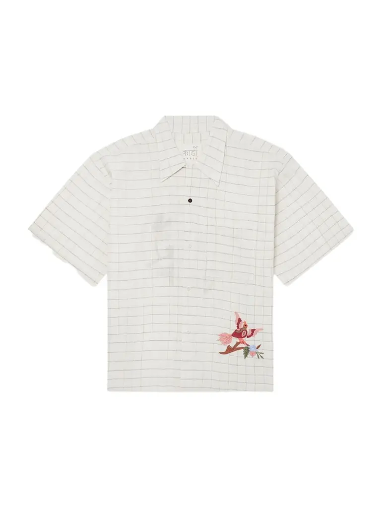 Kardo Rohit Embroidered Checked Cotton Shirt - Men