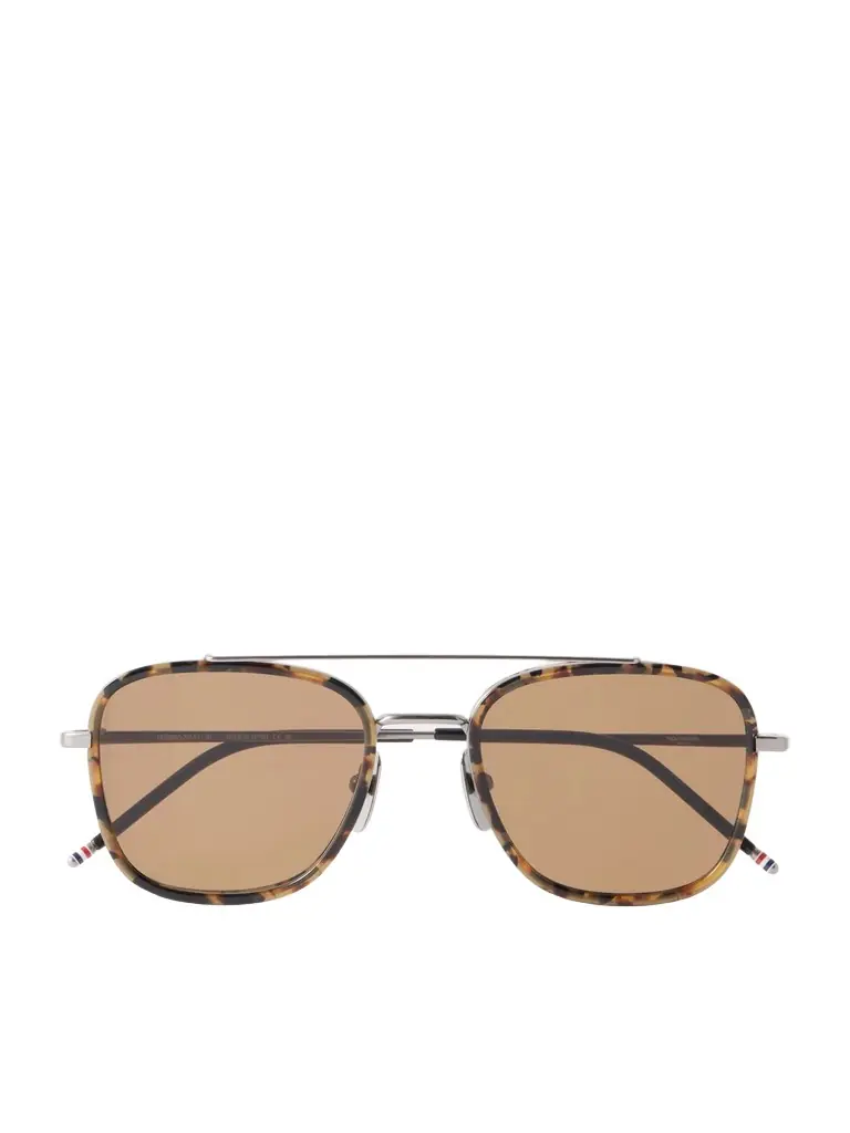 Aviator-Style Gold-Tone Titanium Sunglasses - Men