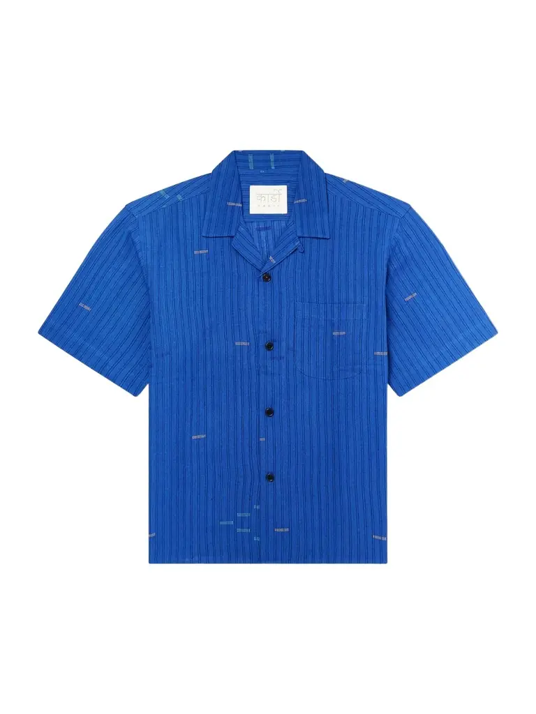 Kardo Ronald Convertible-Collar Embroidered Striped Cotton Shirt - Men