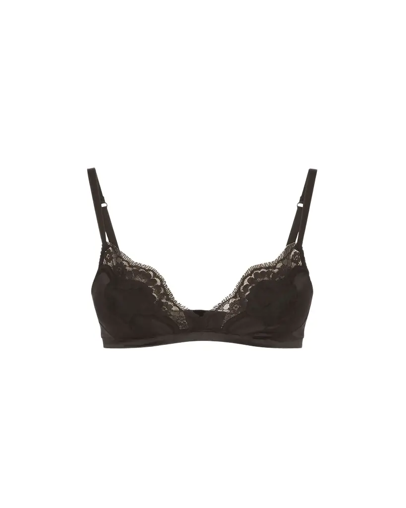 Dolce & Gabbana Satin Lace-Trim Soft Triangle Bra
