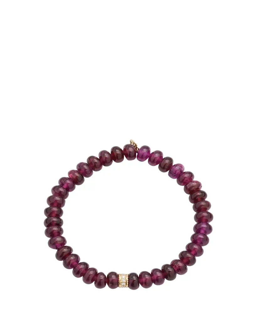 Sydney Evan Scallop Edge Pave Rondelle on Rhodolite Bead Bracelet