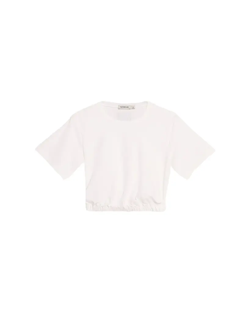 SIMKHAI Jojo Cropped Short-Sleeve Cotton T-Shirt