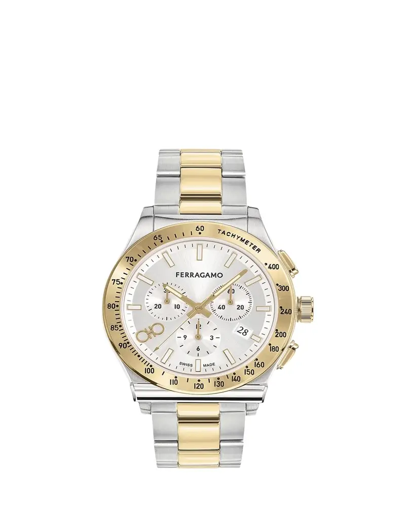 Ferragamo Men's 42mm 1927 Chrono Watch with Bracelet Strap, Two Tone