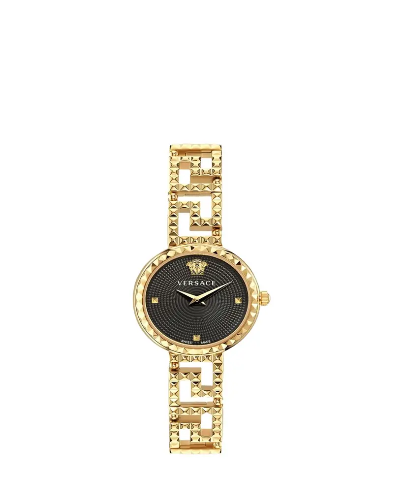 Versace 28mm Greca Goddess Watch with Bracelet Strap, Black