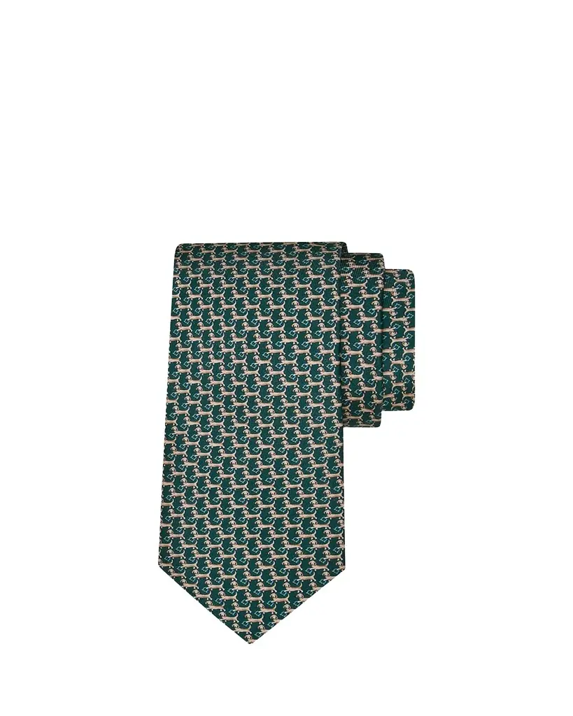 Ferragamo Men's Gancio Dachshund-Print Silk and Wool Tie