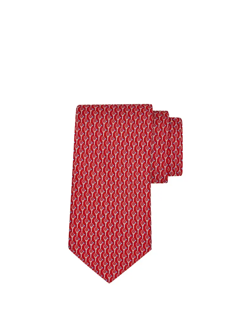Ferragamo Men's Tennis-Print Silk Tie