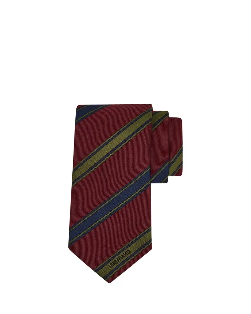 Ferragamo Men's Multi-Stripe Logo Silk Tie