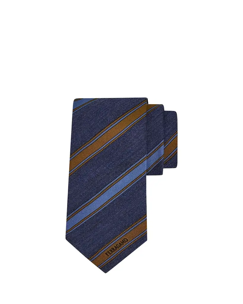Ferragamo Men's Multi-Stripe Logo Silk Tie