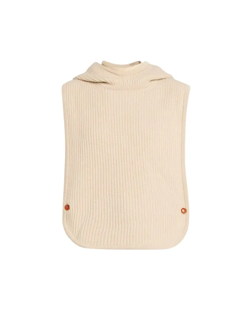 God's True Cashmere Melange Cashmere Rib Hooded Vest