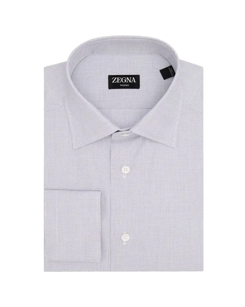 ZEGNA Men's Micro-Check Trofeo Cotton Dress Shirt