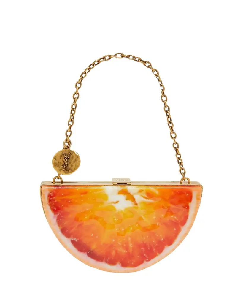 Saint Laurent Mini Orange Wedge Resin Clutch Bag