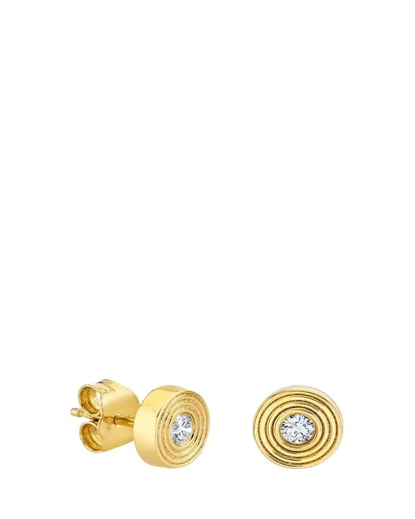 Sydney Evan 14K Diamond Fluted Bezel Stud Earring, Single