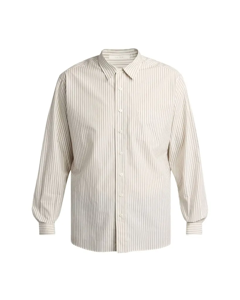 THE ROW Men's Granada Silk Poplin Stripe Button-Down Shirt