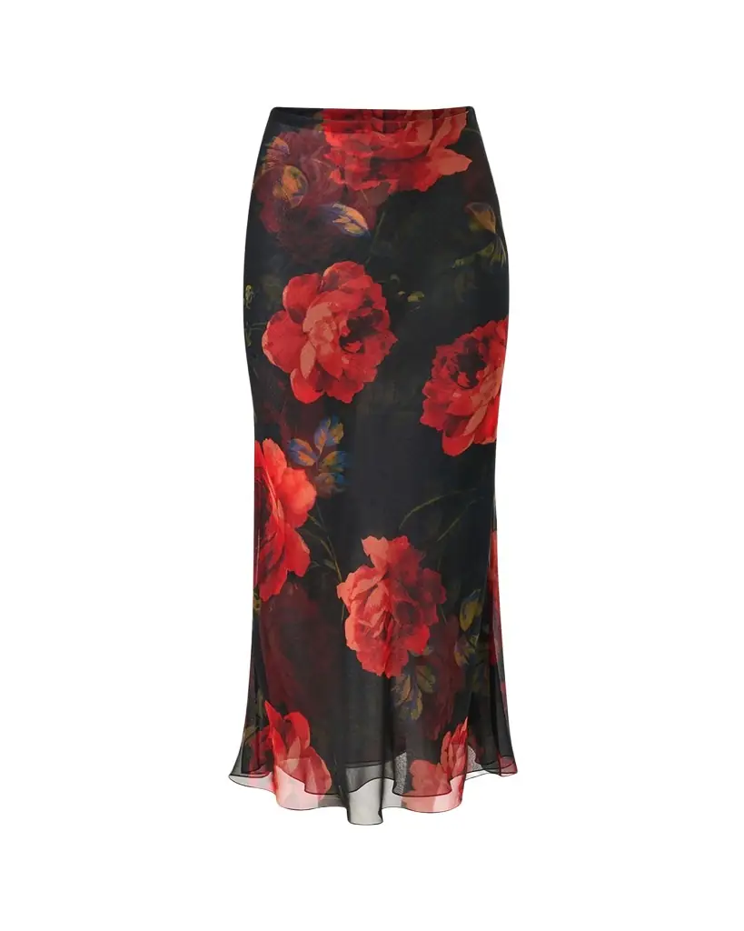 Carolina Herrera Floral Chiffon Midi Slip Skirt