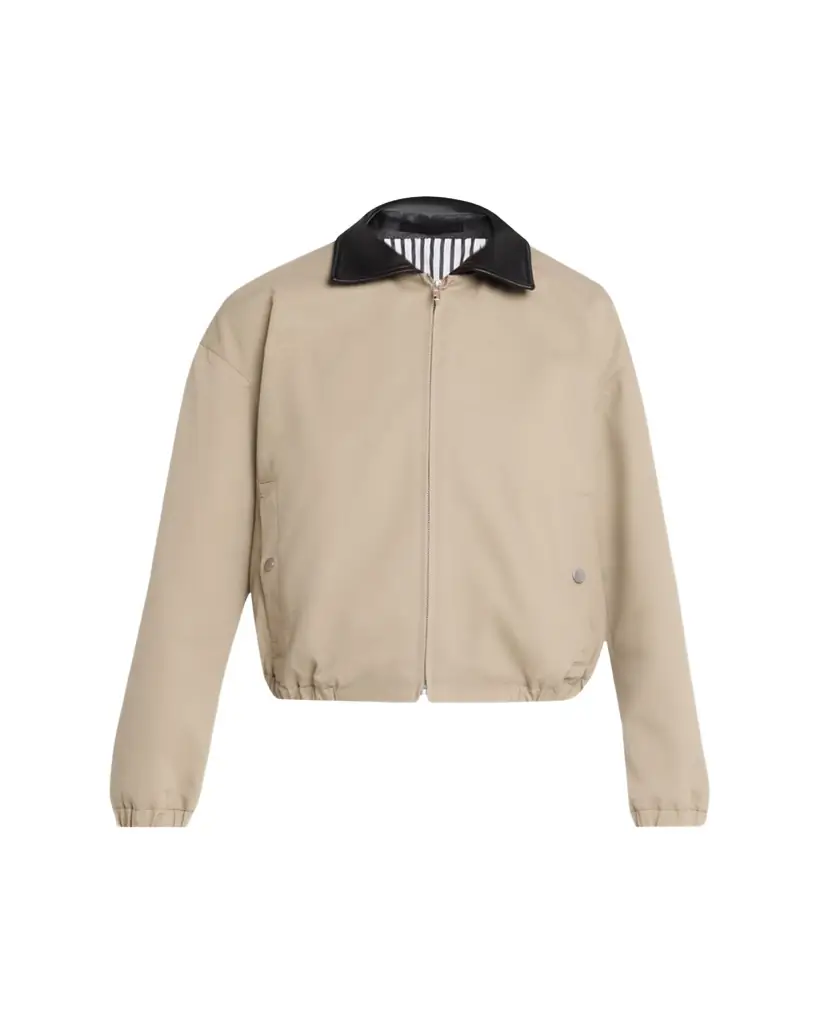 MARIA MCMANUS Leather-Collar Cotton Twill Flight Jacket