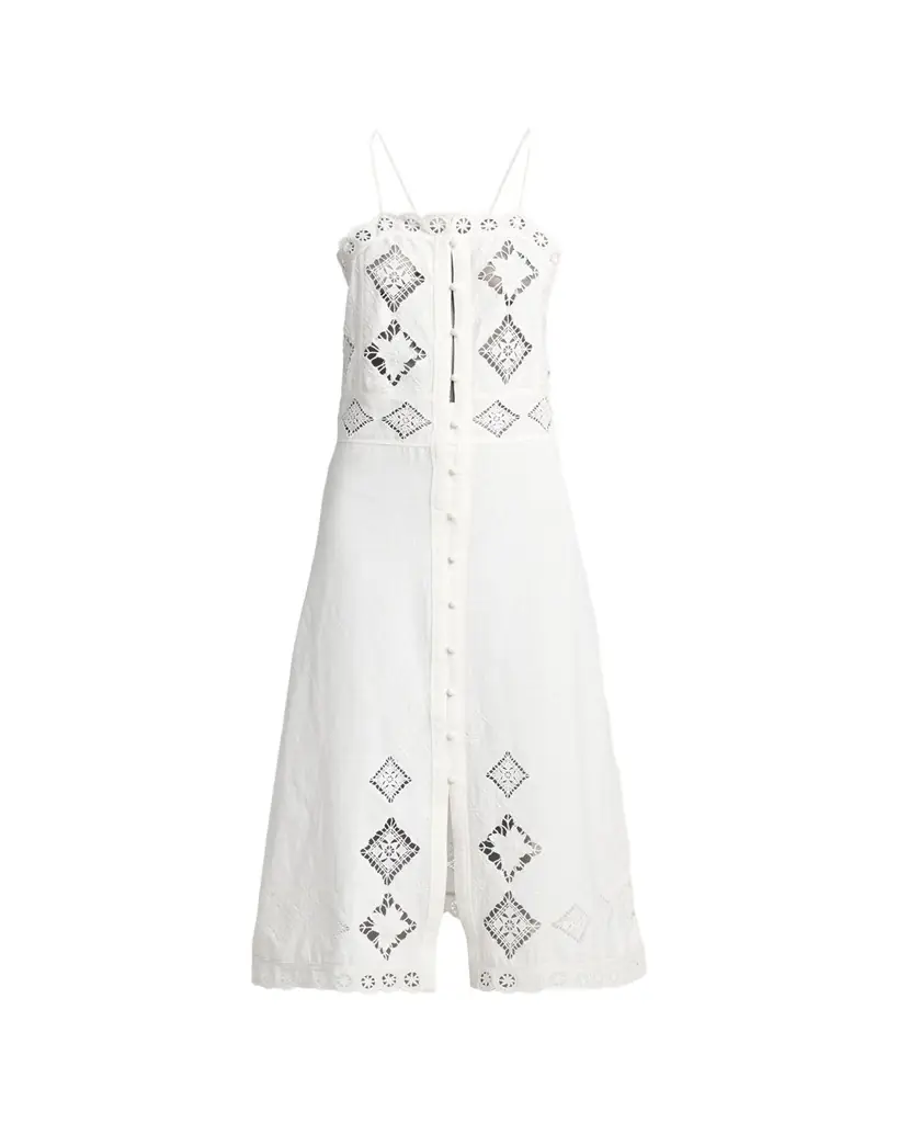 Isabel Marant Nelsane Eyelet Embroidered Button-Front Midi Dress