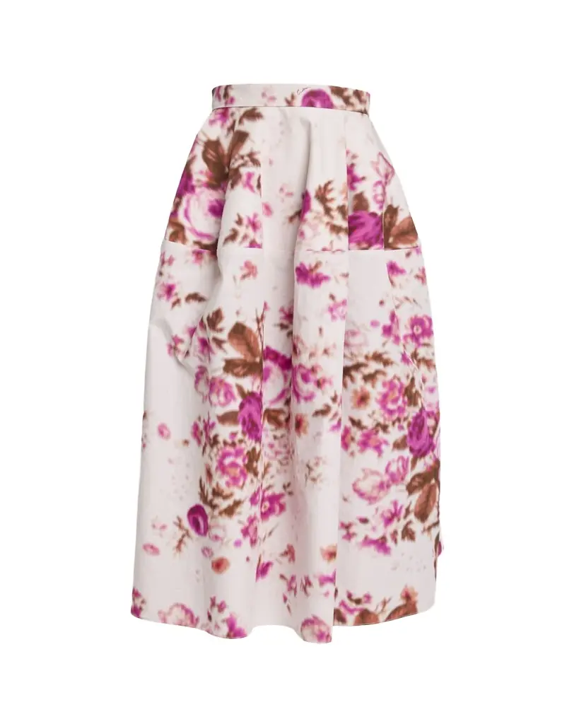 Erdem Floral-Print Cotton Midi Skirt