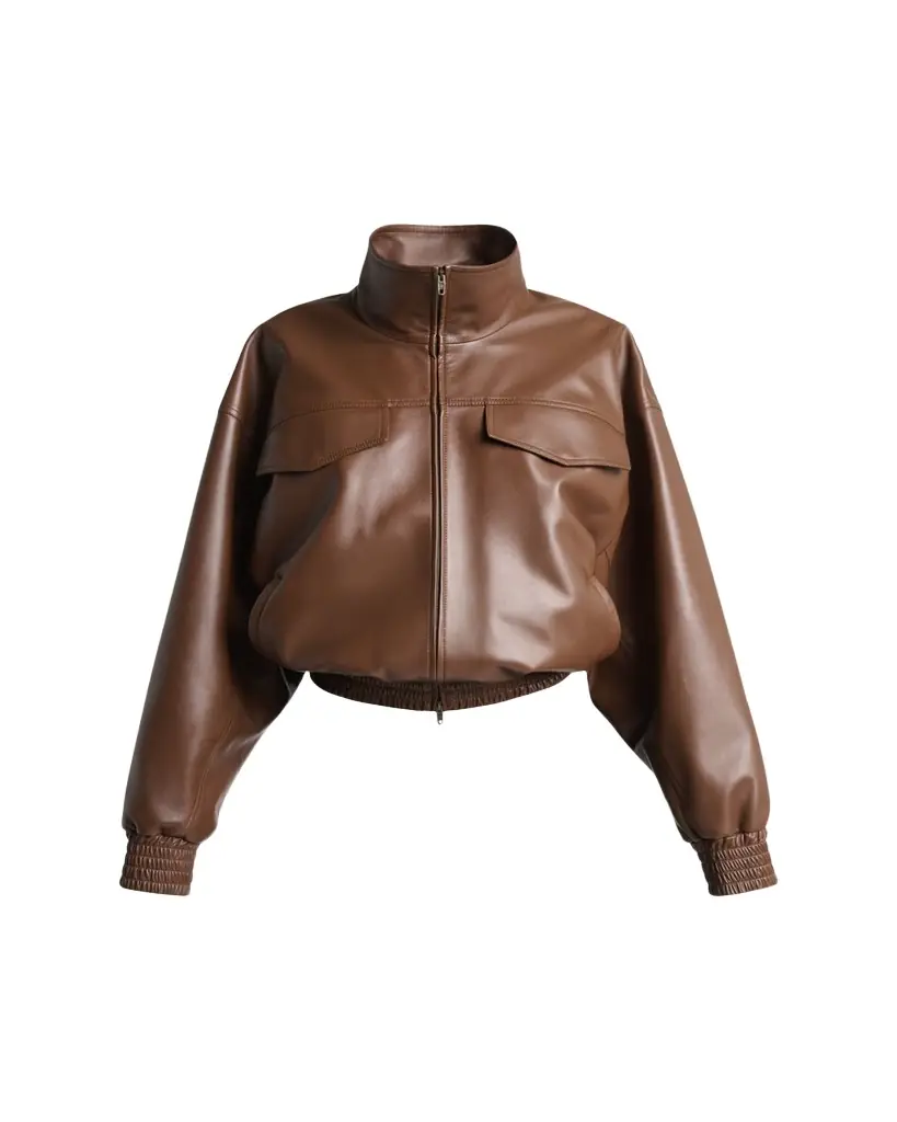 Balenciaga High-Collar Leather Blouson Jacket