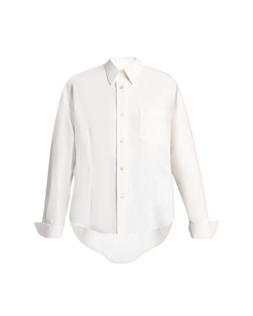 Balenciaga Organdi Cotton-Silk Poplin Cocoon Collared Shirt