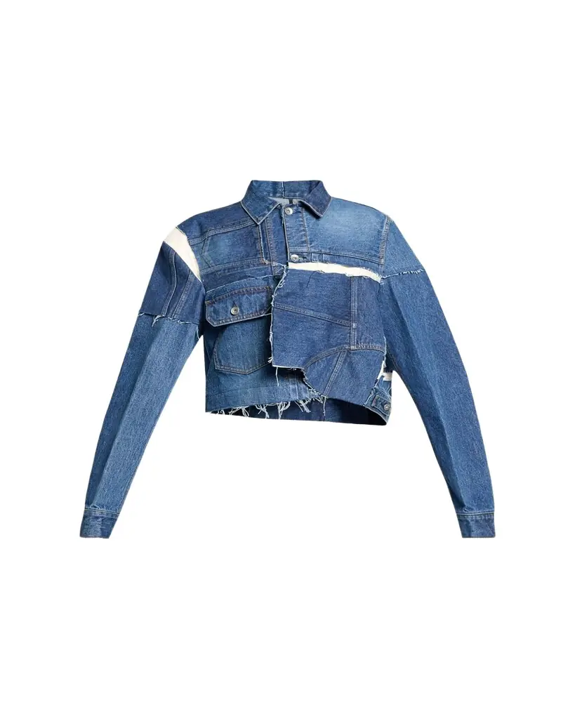 SACAI Reconstructed Crop Denim Jacket