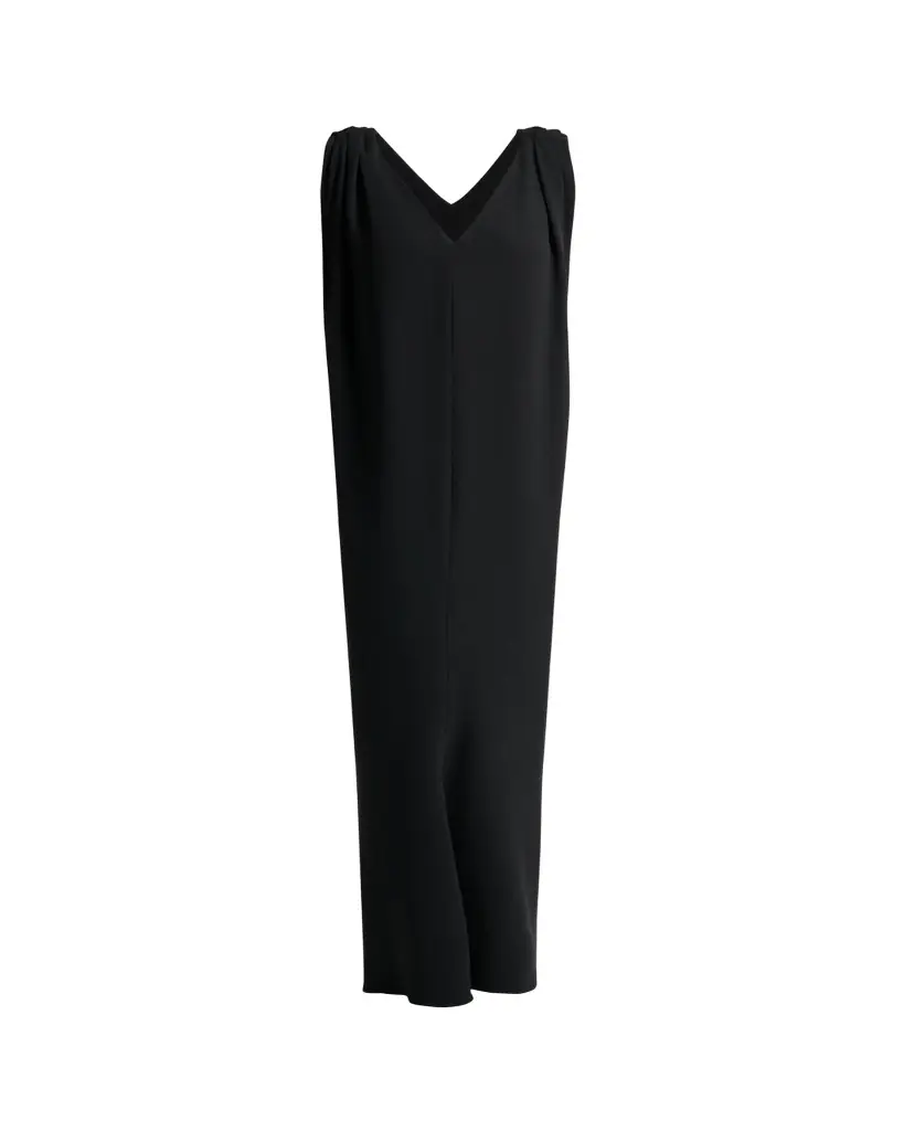 Balenciaga Sleeveless Silk-Wool Crepe Sack Maxi Dress