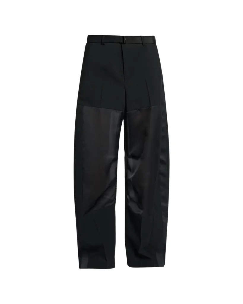 SACAI Patchwork Wool Wide-Leg Pants With Belt