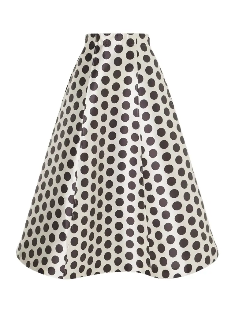 DESTREE India Paneled Polka-dot Satin Midi Skirt