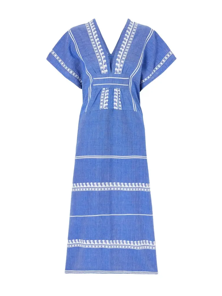 Lemlem Gasira Embroidered Cotton Midi Dress
