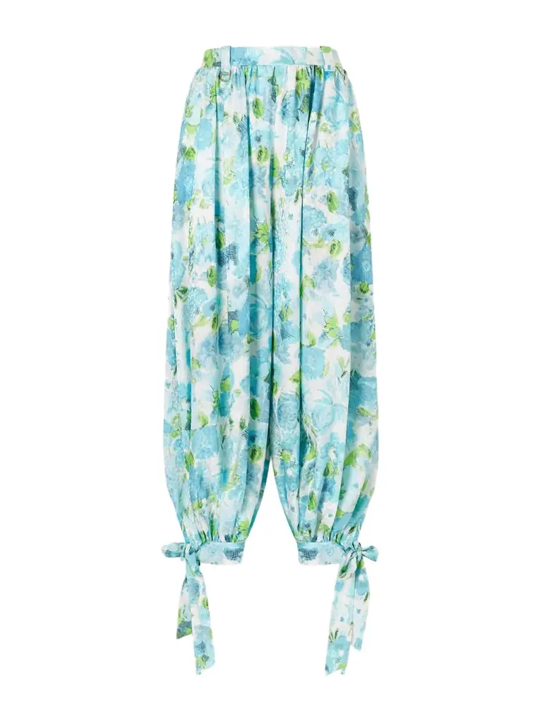 Chloé Floral-print Silk-jacquard Cropped Pants
