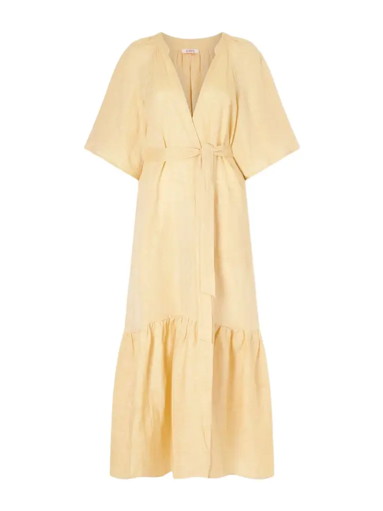 Eres Audacieuse Belted Tiered Linen Midi Dress
