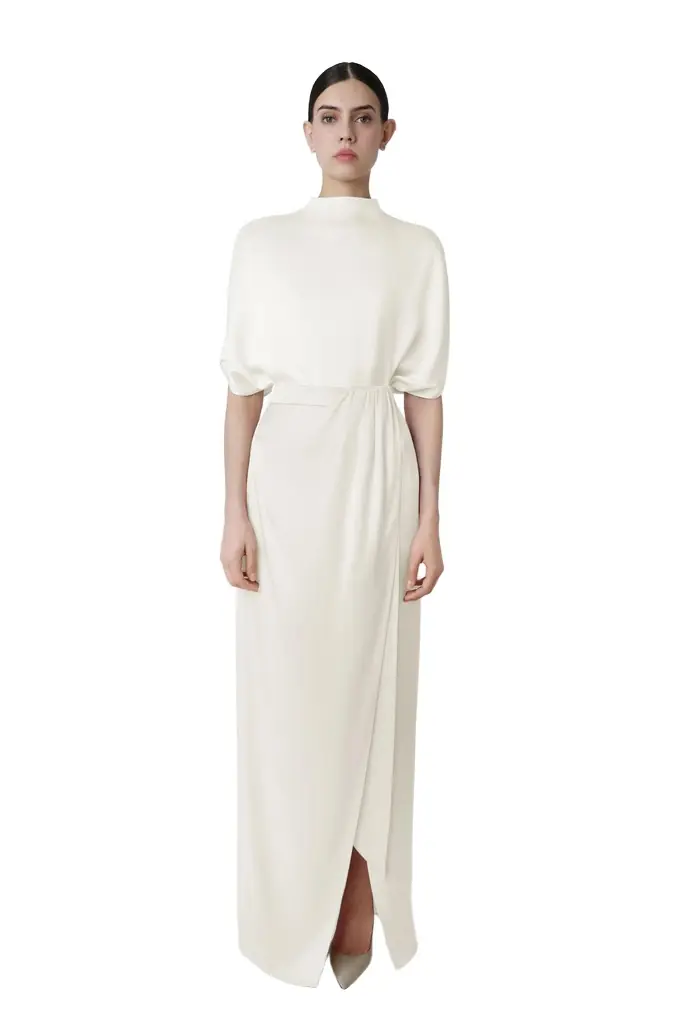 LAPOINTE Satin Wrap Maxi Skirt