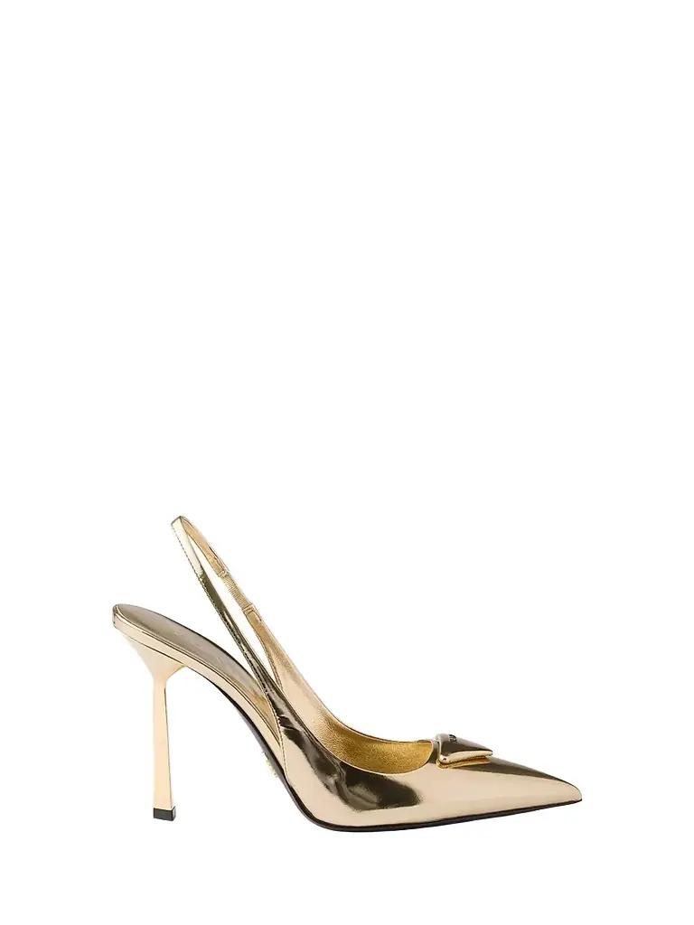 Prada Women's Metallic Leather Slingback Pumps - Gold