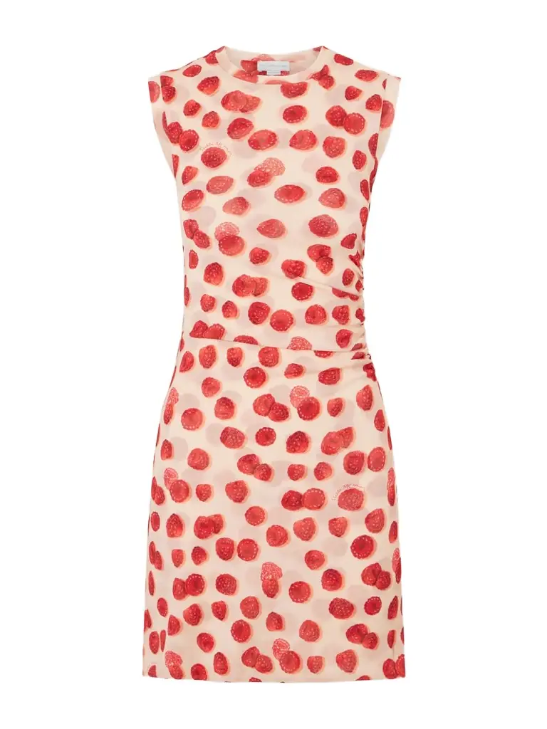 Stella McCartney Gathered Printed Mesh Mini Dress