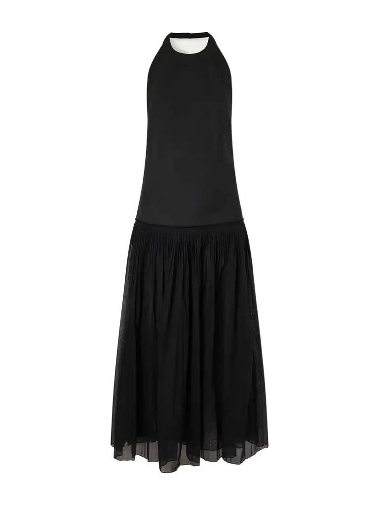 RÓHE Pleated Halter Maxi Dress